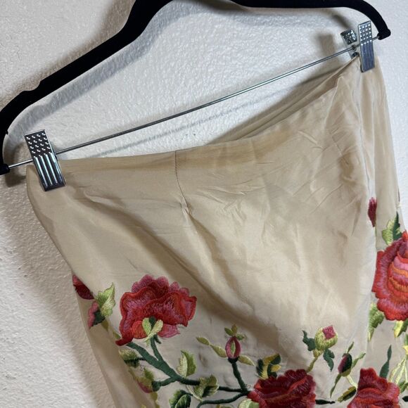 Vintage Ralph Lauren Silk Floral Wrap Fringe Mini Skirt Sz 4 Western Y2K FLAWED - Picture 6 of 12